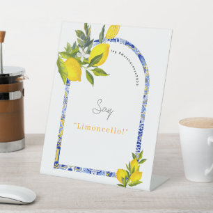 Lemon Mediterranean Bridal Shower Photo Booth Pedestal Sign