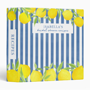 Lemon Mediterranean Bridal Shower Recipe Binder