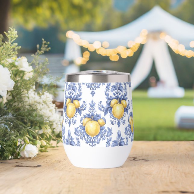 Lemon Mediterranean Citrus Pattern  (Wedding (Rotated))