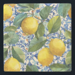 Lemon Mediterranean Decorative Stone Coaster<br><div class="desc">Protect your surfaces in style with this stone coaster featuring an original artistic design. The artwork showcases a decorative pattern inspired by nature, vintage illustration, and timeless design elements, adding a beautiful accent to your home decor. Crafted from durable stone and professionally printed through Zazzle, this coaster is designed to...</div>