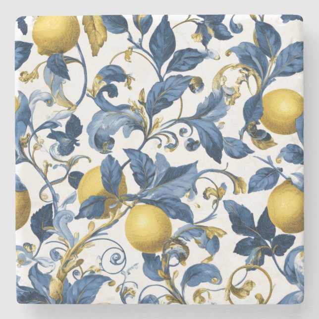Lemon Mediterranean Decorative Stone Coaster (Front)