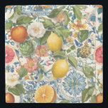 Lemon Mediterranean Decorative Stone Coaster<br><div class="desc">Protect your surfaces in style with this stone coaster featuring an original artistic design. The artwork showcases a decorative pattern inspired by nature, vintage illustration, and timeless design elements, adding a beautiful accent to your home decor. Crafted from durable stone and professionally printed through Zazzle, this coaster is designed to...</div>