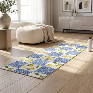 Lemon Mediterranean French Country Tile Pattern Yoga Mat