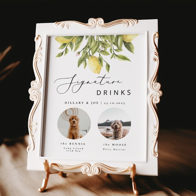 Lemon Mediterranean pet Wedding Signature Drinks Poster (Creator Uploaded)