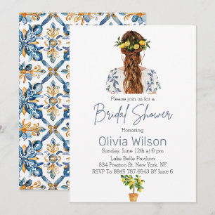 Lemon Mediterranean Summer Bridal Shower Holiday Card