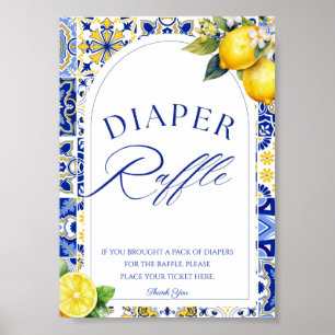 Lemon Mediterranean Summer Citrus Diaper Raffle  Poster