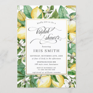 Lemon Mediterranean Summer Greenery Bridal Shower Invitation