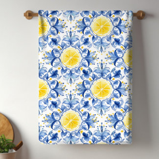 Lemon Mediterranean Tile  Kitchen Towel