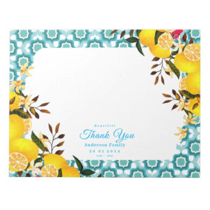 Lemon Mediterranean Tiles Blue Notepad