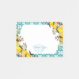 Lemon Mediterranean Tiles Blue Post-it Notes