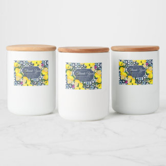 Lemon Mediterranean Tiles Navy Blue White Food Label