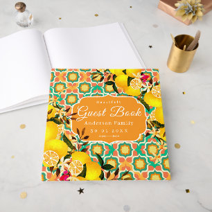 Lemon Mediterranean Tiles Orange Guest Book