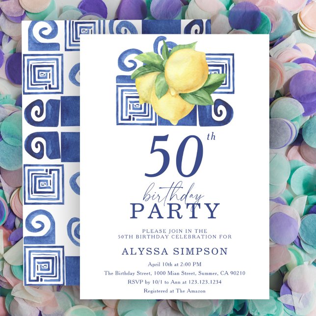 Lemon méditerranéen 50e anniversaire Invitation (Créateur téléchargé)