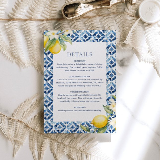 Lemon Méditerranéen Détails du Mariage Carte de bo (Créateur téléchargé)