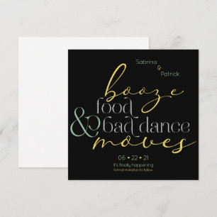 Lemon Mint Booze Food Bad Dance Moves Save theDate Invitation