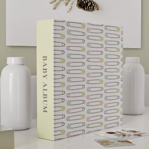 Lemon Modern Newborn Baby Album Diaper Safety Pins Binder