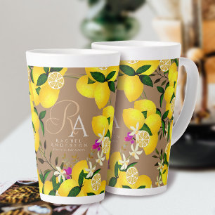 Lemon Monogram Brown Latte Mug