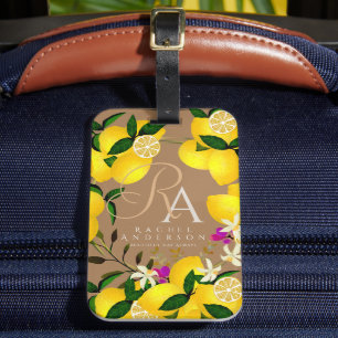 Lemon Monogram Brown  Luggage Tag