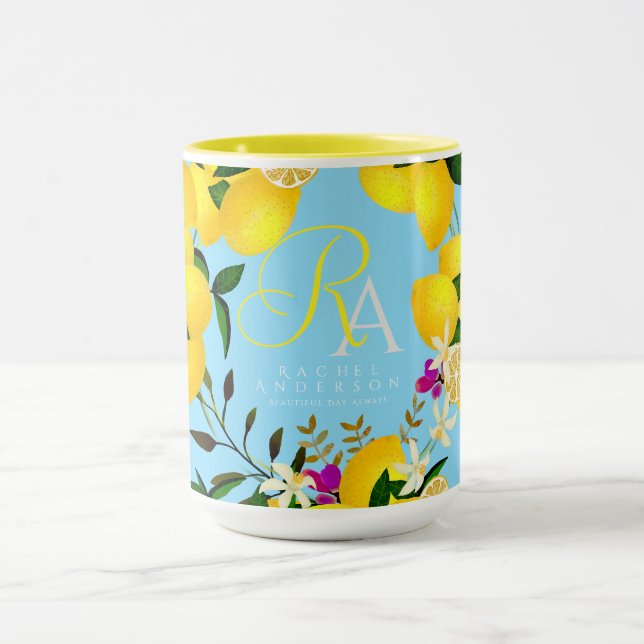 Lemon Monogram Brown Mug (Center)