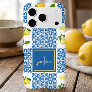 Lemon Monogram Name French Country Tile Pattern