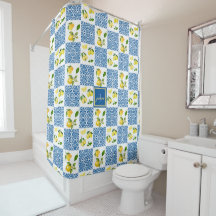 Lemon Monogram Name French Country Tile Pattern