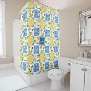 Lemon Monogram Name French Country Tile Pattern