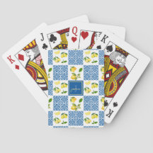 Lemon Monogram Name French Country Tile Pattern