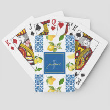 Lemon Monogram Name French Country Tile Pattern