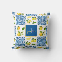 Lemon Monogram Name French Country Tile Pattern