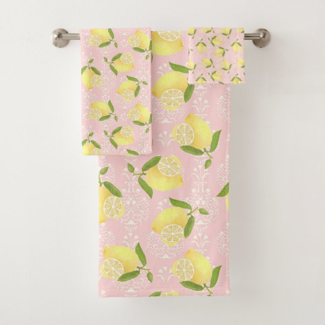 Lemon Motif  Love Peach Bath Towel Set (Insitu)