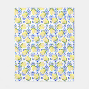 Lemon Motif Love White Fleece Blanket
