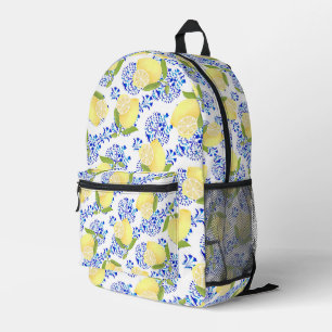 Lemon Motif  Love White Printed Backpack