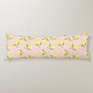 Lemon Motif Peach Body Pillow
