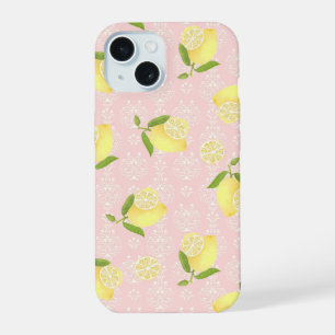 Lemon Motif  Pink iPhone 15 Case