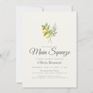 Lemon Olive Main Squeeze Bridal Shower Invitation