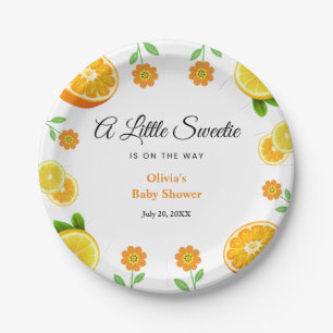 Lemon Orange Citrus Botanical Baby Shower Paper Plate
