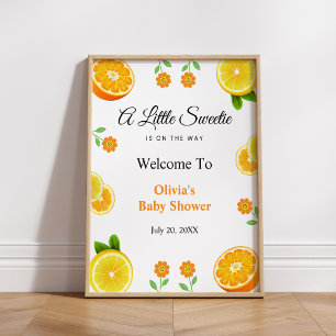 Lemon Orange Citrus Botanical Baby Shower Welcome  Poster