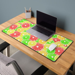Lemon, orange, grapefruit and lime slices pattern desk mat