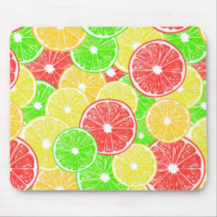 Lemon, orange, grapefruit and lime slices pattern mouse pad