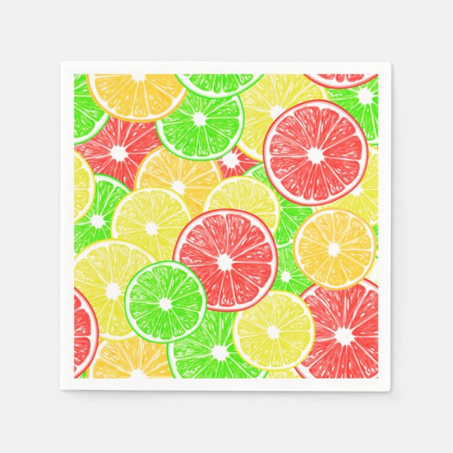 Lemon, orange, grapefruit and lime slices pattern napkin (Front)