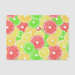 Lemon, orange, grapefruit and lime slices pattern tissue paper