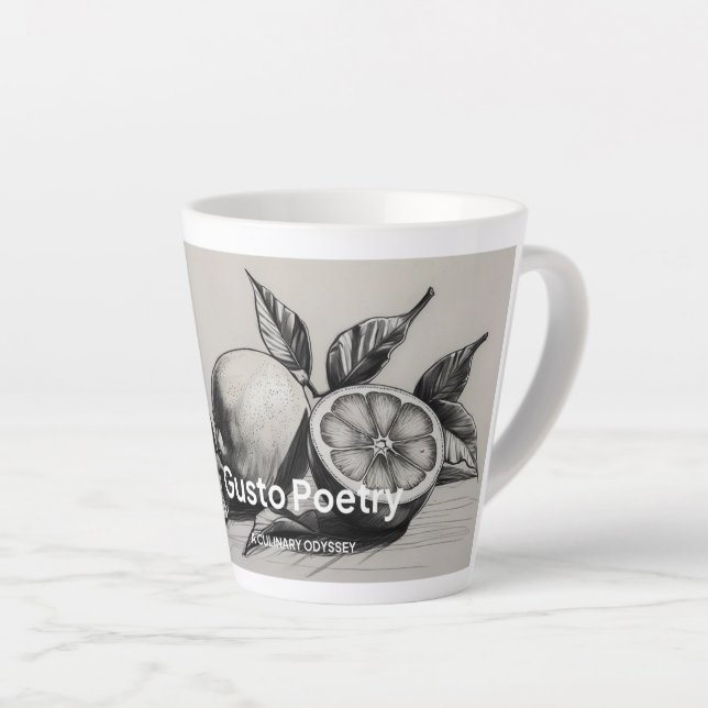 Lemon & Orange Gusto Poetry Latte Mug (Right Angle)