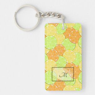 Lemon orange lime fruit pieces personalized fruit keychain
