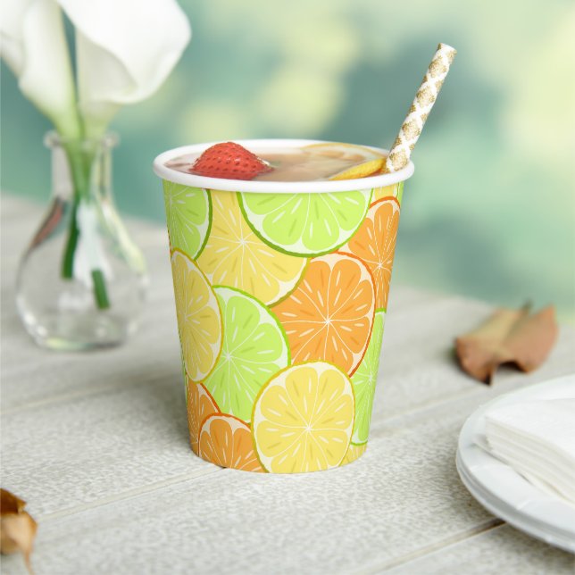 Lemon orange lime fruit pieces personalized fruit  paper cups (Insitu)