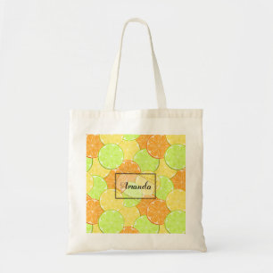Lemon orange lime fruit pieces personalized fruit tote bag