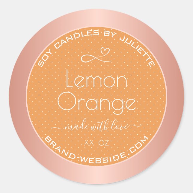 Lemon Orange Scented Rose Gold Frame Packaging Classic Round Sticker (Front)