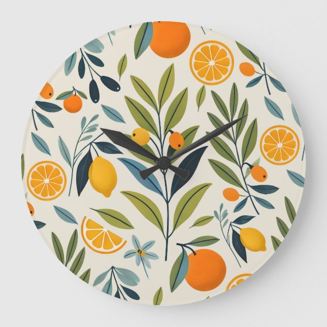Lemon Orchard Dream Large Clock (Front)