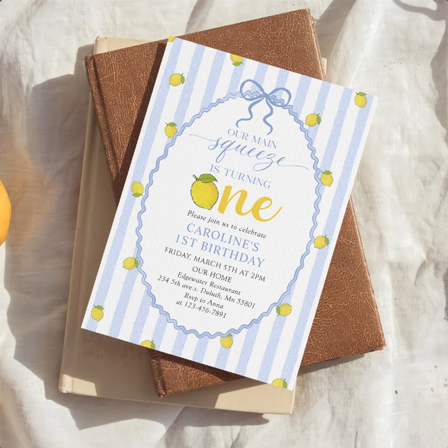 Lemon Our Main Squeeze 1st Birthday Invitation (Creator Uploaded)