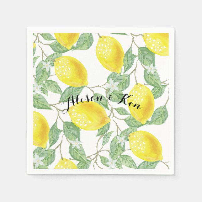 Lemon paper napkins With custom personalize name (Front)