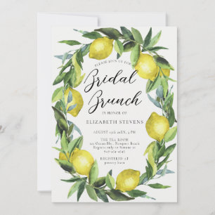 Lemon Party Yellow Green Bright Chic Bridal Shower Invitation